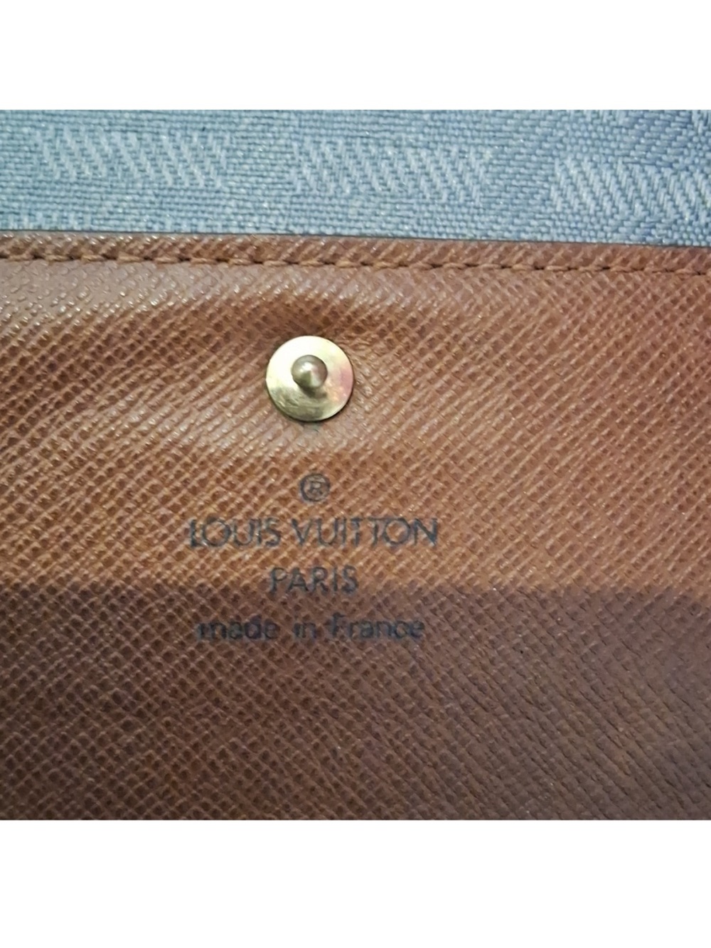 Louis Vuitton Brown Textured Leather Wallet with Gold Snap
